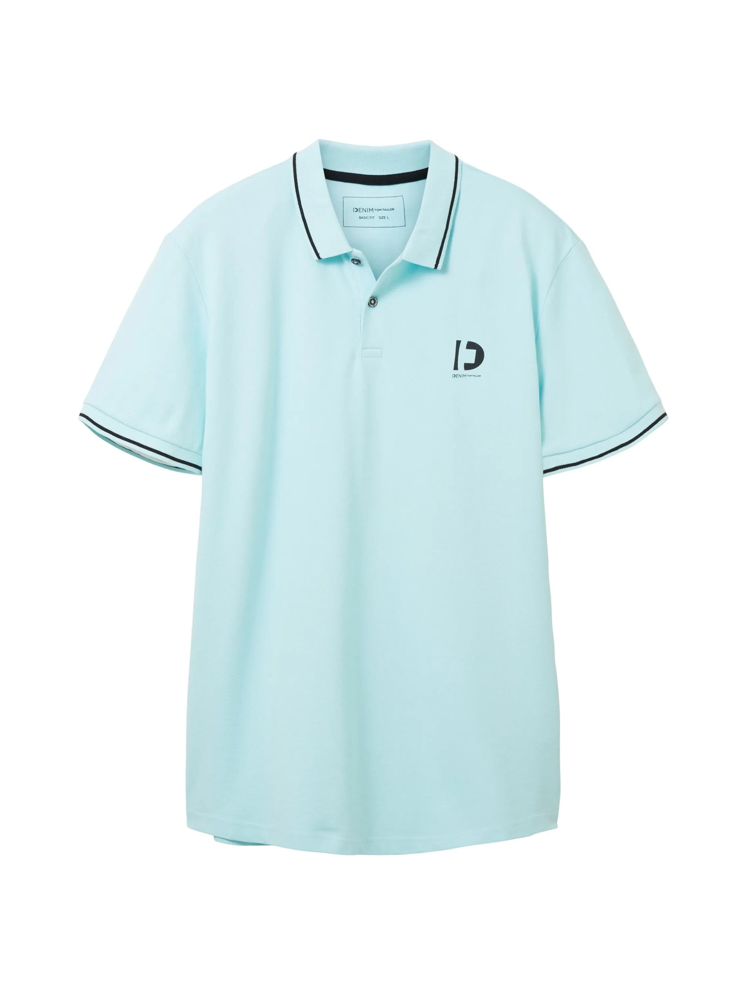 Denim Tom Tailor Soft Light Turquoise Men Polo Shirt with a Logo Print SKU: 1036408_30655 Image 07