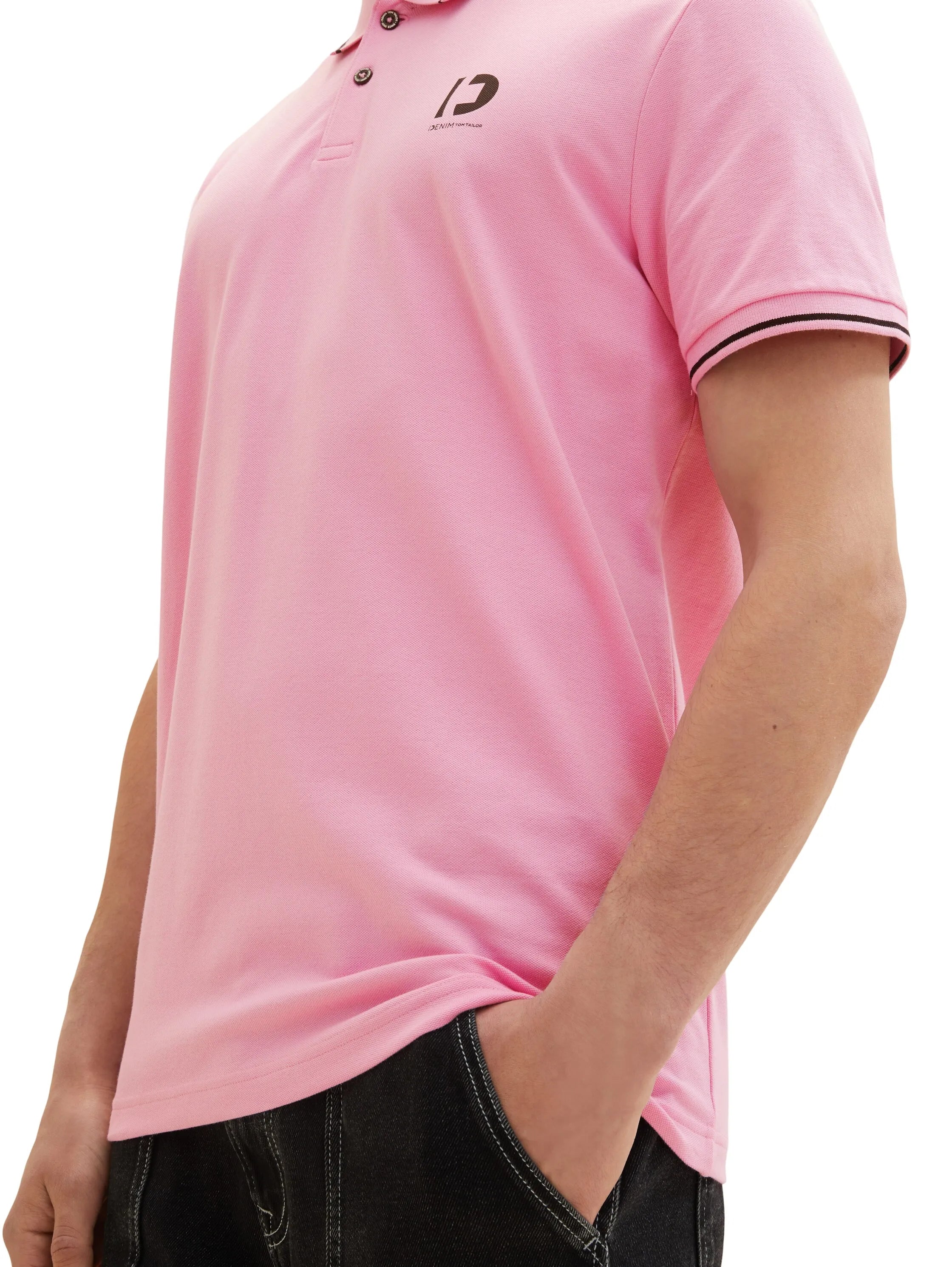 Denim Tom Tailor Soft Summer Pink Men Polo Shirt with a Logo Print SKU: 1036408_31646 Image 02