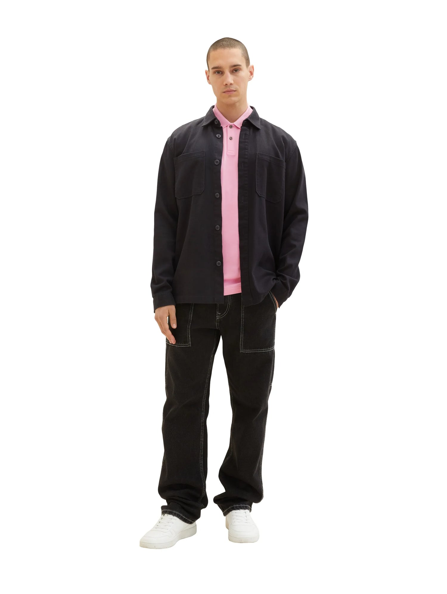 Denim Tom Tailor Soft Summer Pink Men Polo Shirt with a Logo Print SKU: 1036408_31646 Image 04