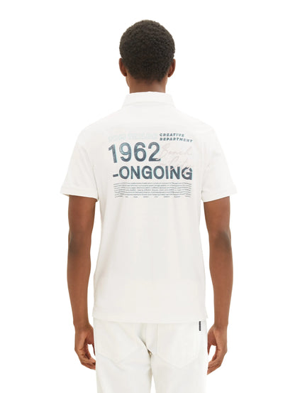 Tom Tailor Off White Men Polo Shirt with a Logo Print SKU: 1036414_10332 Image 03