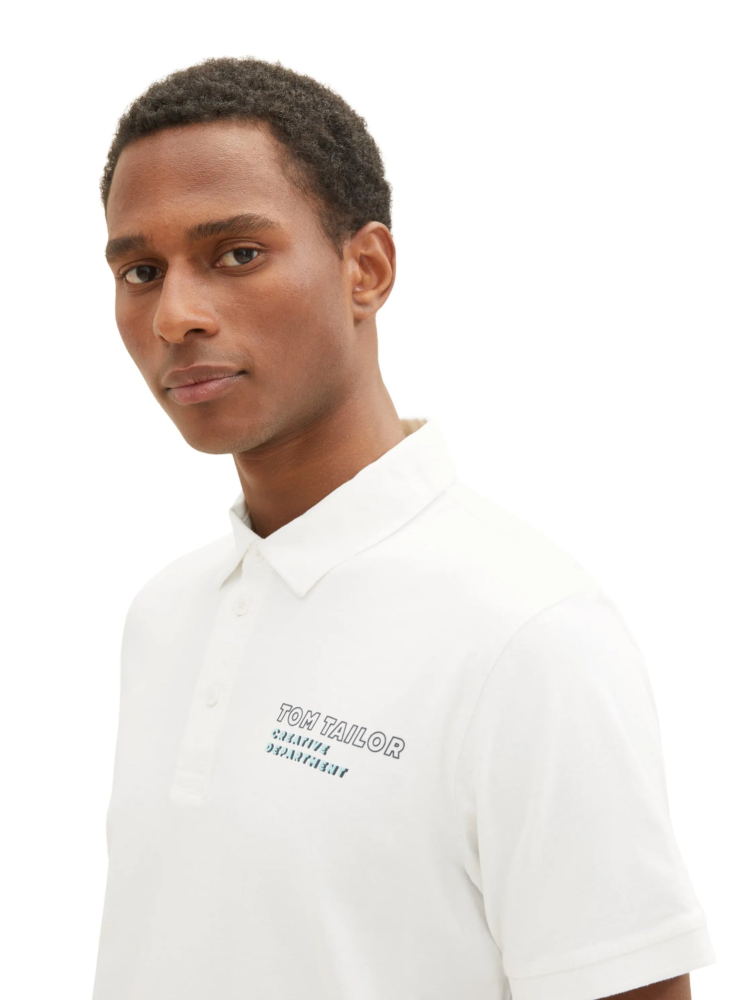 Tom Tailor Off White Men Polo Shirt with a Logo Print SKU: 1036414_10332 Image 04