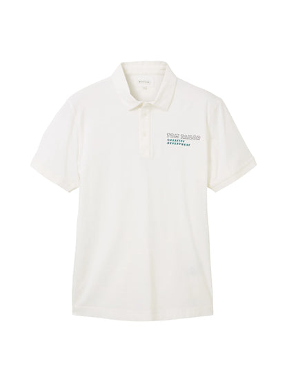 Tom Tailor Off White Men Polo Shirt with a Logo Print SKU: 1036414_10332 Image 07