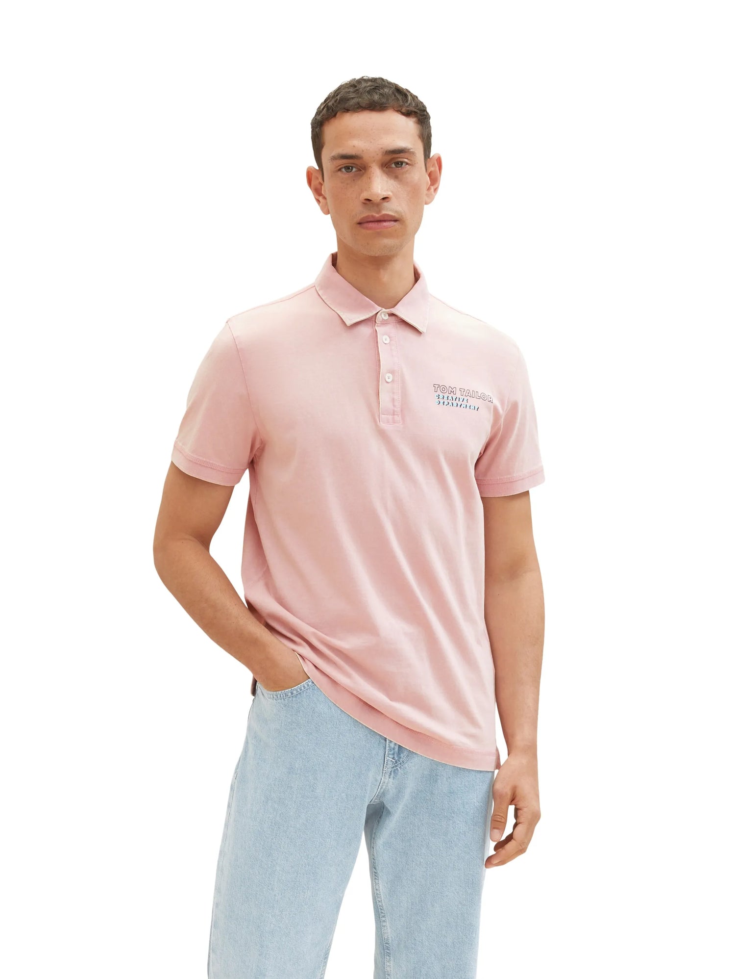 Tom Tailor Morning Pink Men Polo Shirt with a Logo Print SKU: 1036414_11055 Image 01
