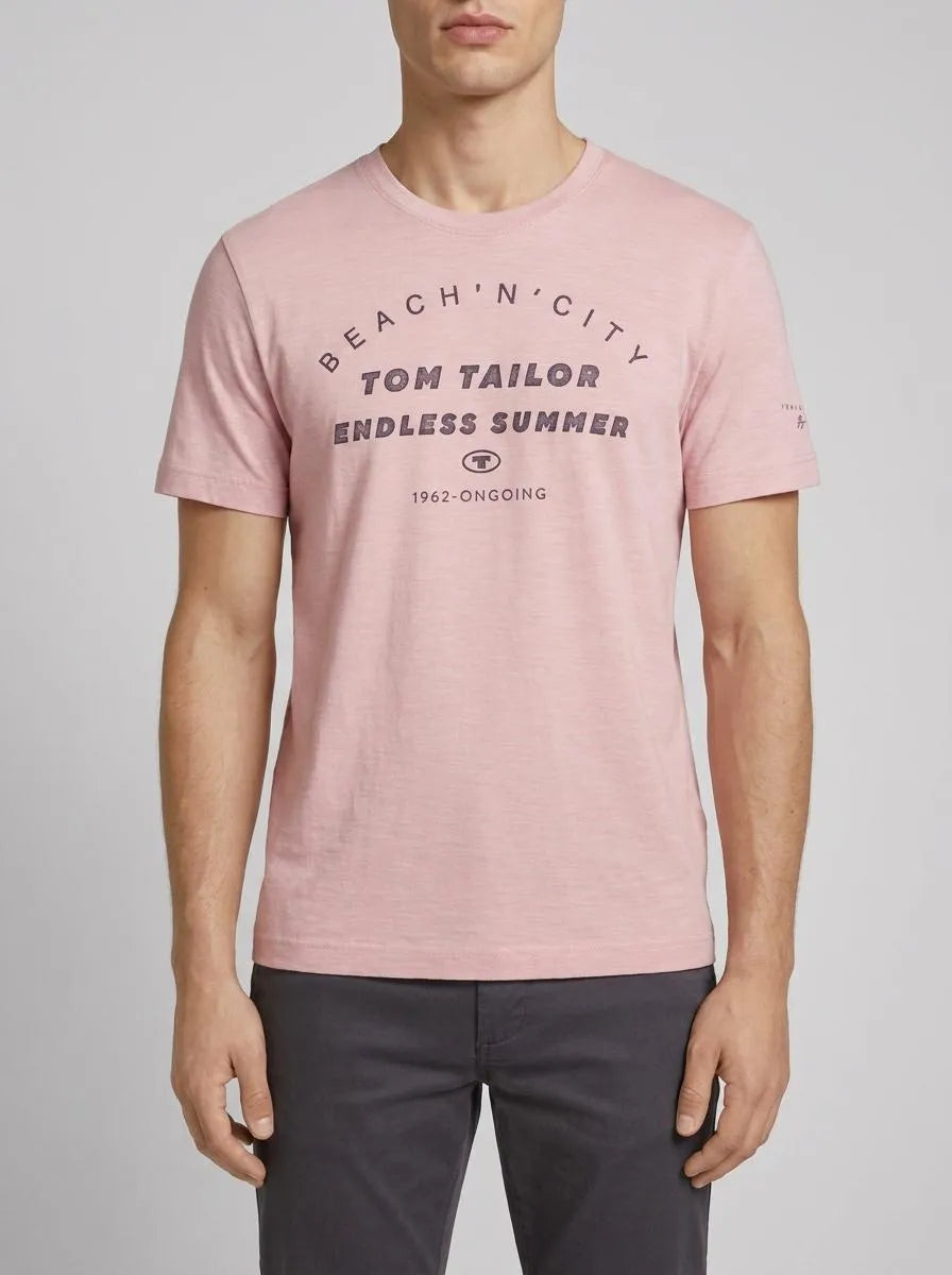 Tom Tailor Pink Streaky Melange Men T-Shirt with a Print SKU: 1036418_32035 Image 00