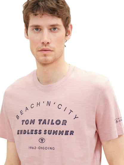 Tom Tailor Pink Streaky Melange Men T-Shirt with a Print SKU: 1036418_32035 Image 02