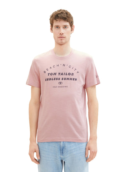 Tom Tailor Pink Streaky Melange Men T-Shirt with a Print SKU: 1036418_32035 Image 04
