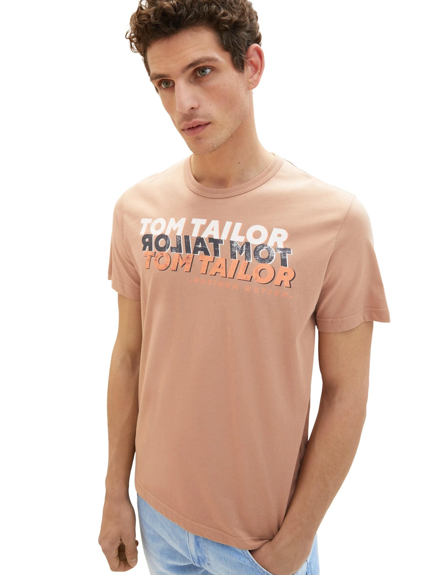 Tom Tailor Desert Fawn Men T-Shirt with Lettering SKU: 1036426_24048 Image 01