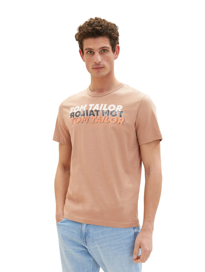 Tom Tailor Desert Fawn Men T-Shirt with Lettering SKU: 1036426_24048 Image 05