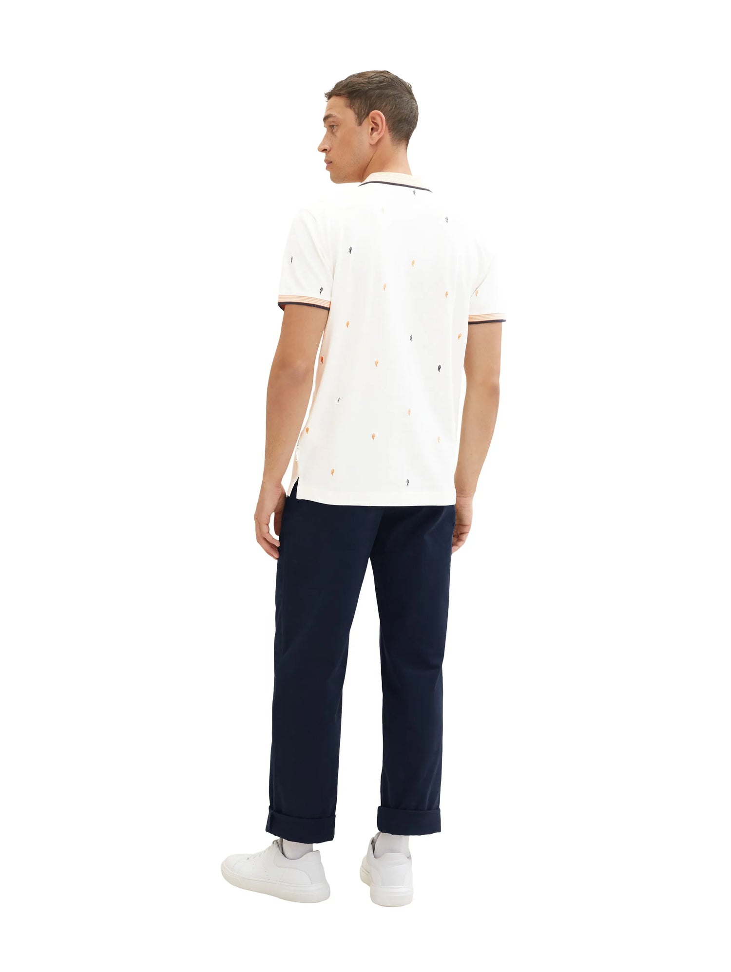 Tom Tailor Off White Scattered Design Men Regular Fit Short-Sleeved Polo Shirt SKU: 1036439_31844 Image 03