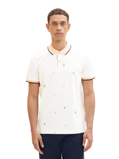 Tom Tailor Off White Scattered Design Men Regular Fit Short-Sleeved Polo Shirt SKU: 1036439_31844 Image 04