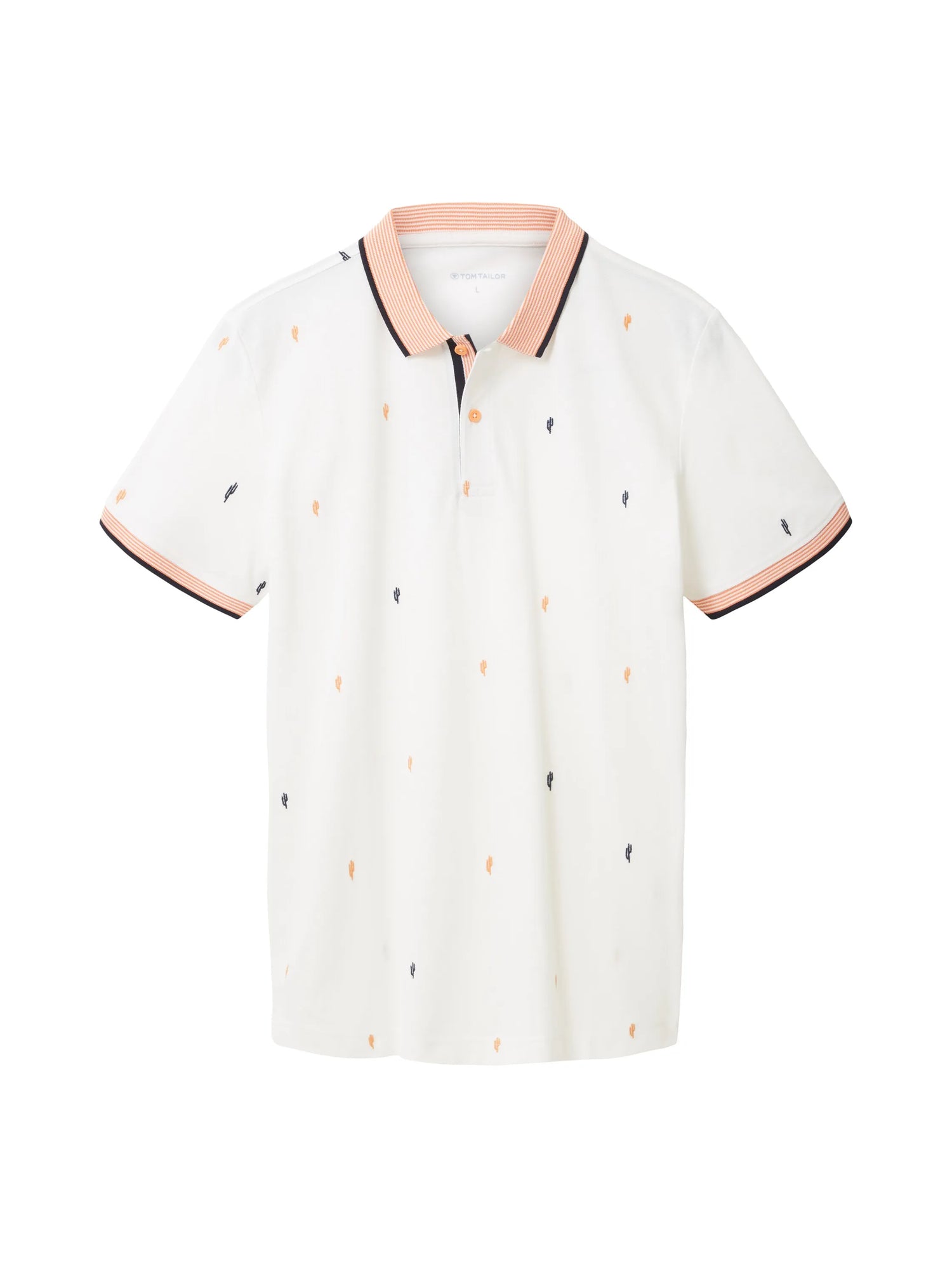 Tom Tailor Off White Scattered Design Men Regular Fit Short-Sleeved Polo Shirt SKU: 1036439_31844 Image 07