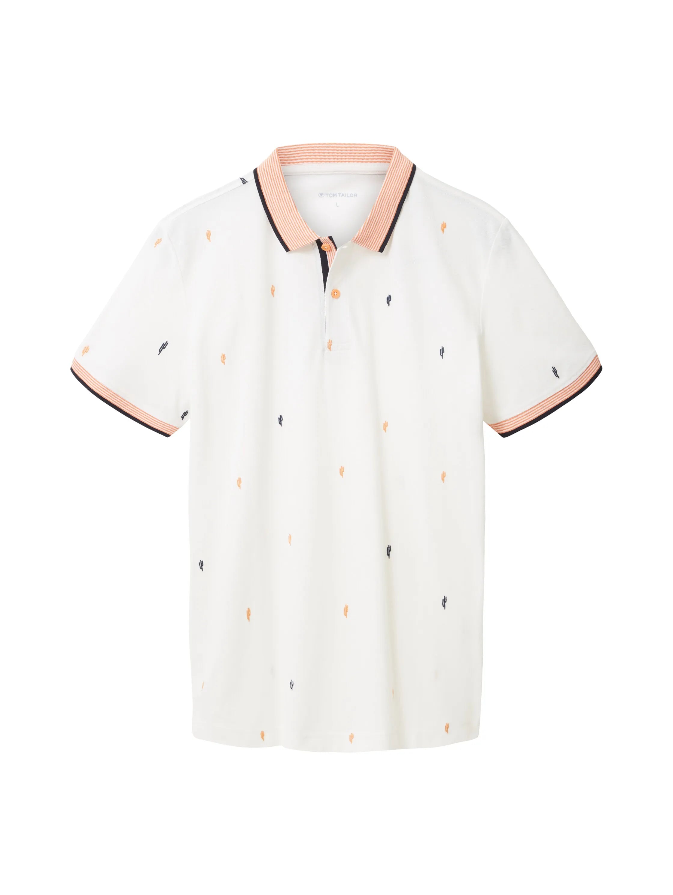Tom Tailor Off White Scattered Design Men Regular Fit Short-Sleeved Polo Shirt SKU: 1036439_31844 Image 07