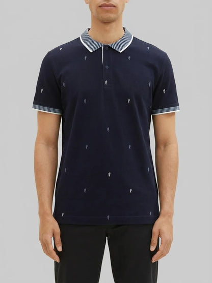 Tom Tailor Navy Scattered Design Men Regular Fit Short-Sleeved Polo Shirt SKU: 1036439_31845 Image 00