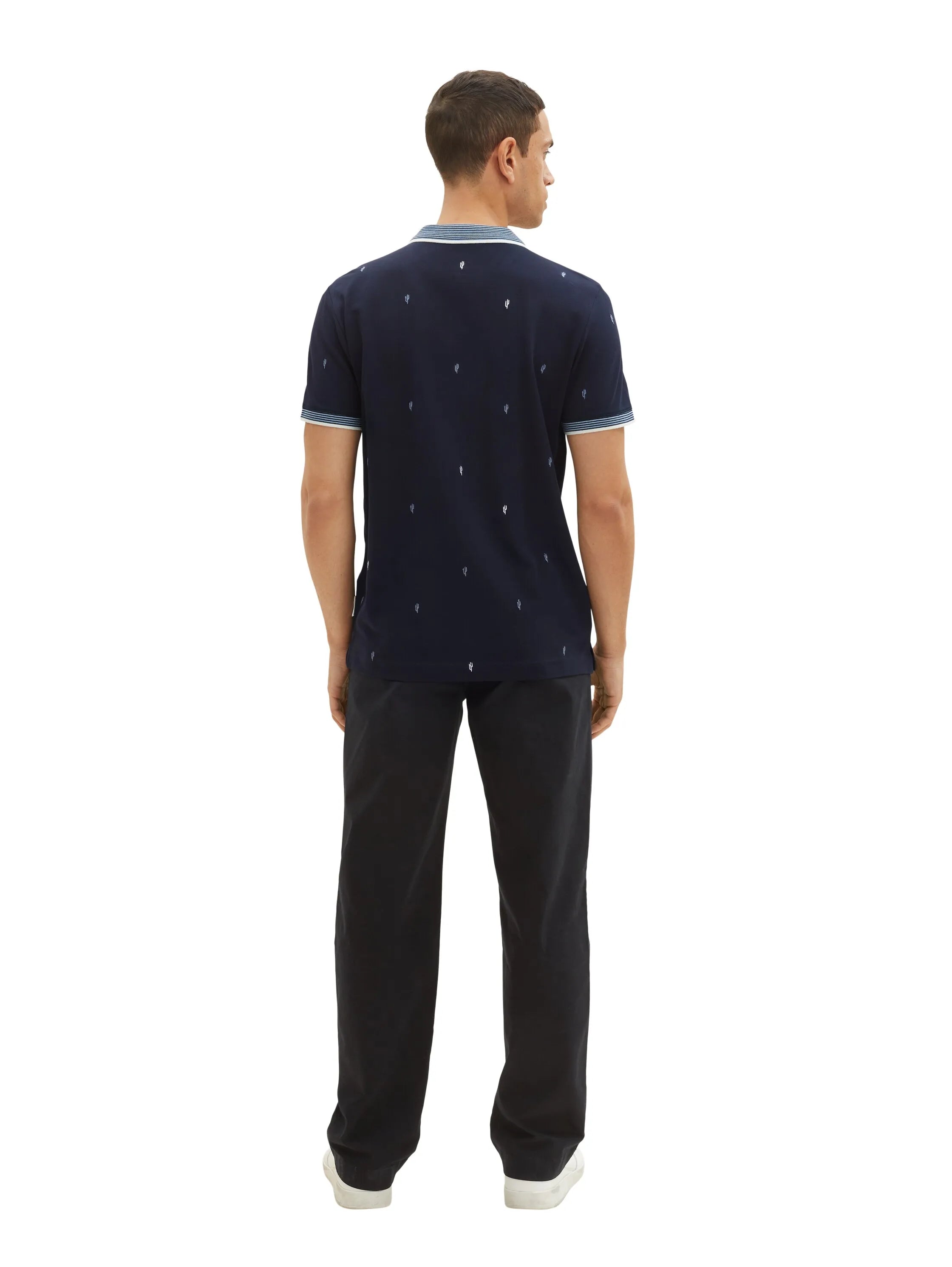 Tom Tailor Navy Scattered Design Men Regular Fit Short-Sleeved Polo Shirt SKU: 1036439_31845 Image 03