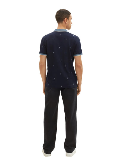 Tom Tailor Navy Scattered Design Men Regular Fit Short-Sleeved Polo Shirt SKU: 1036439_31845 Image 03