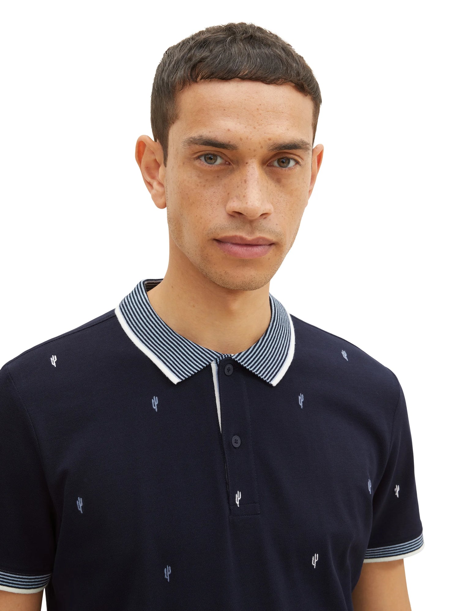 Tom Tailor Navy Scattered Design Men Regular Fit Short-Sleeved Polo Shirt SKU: 1036439_31845 Image 04