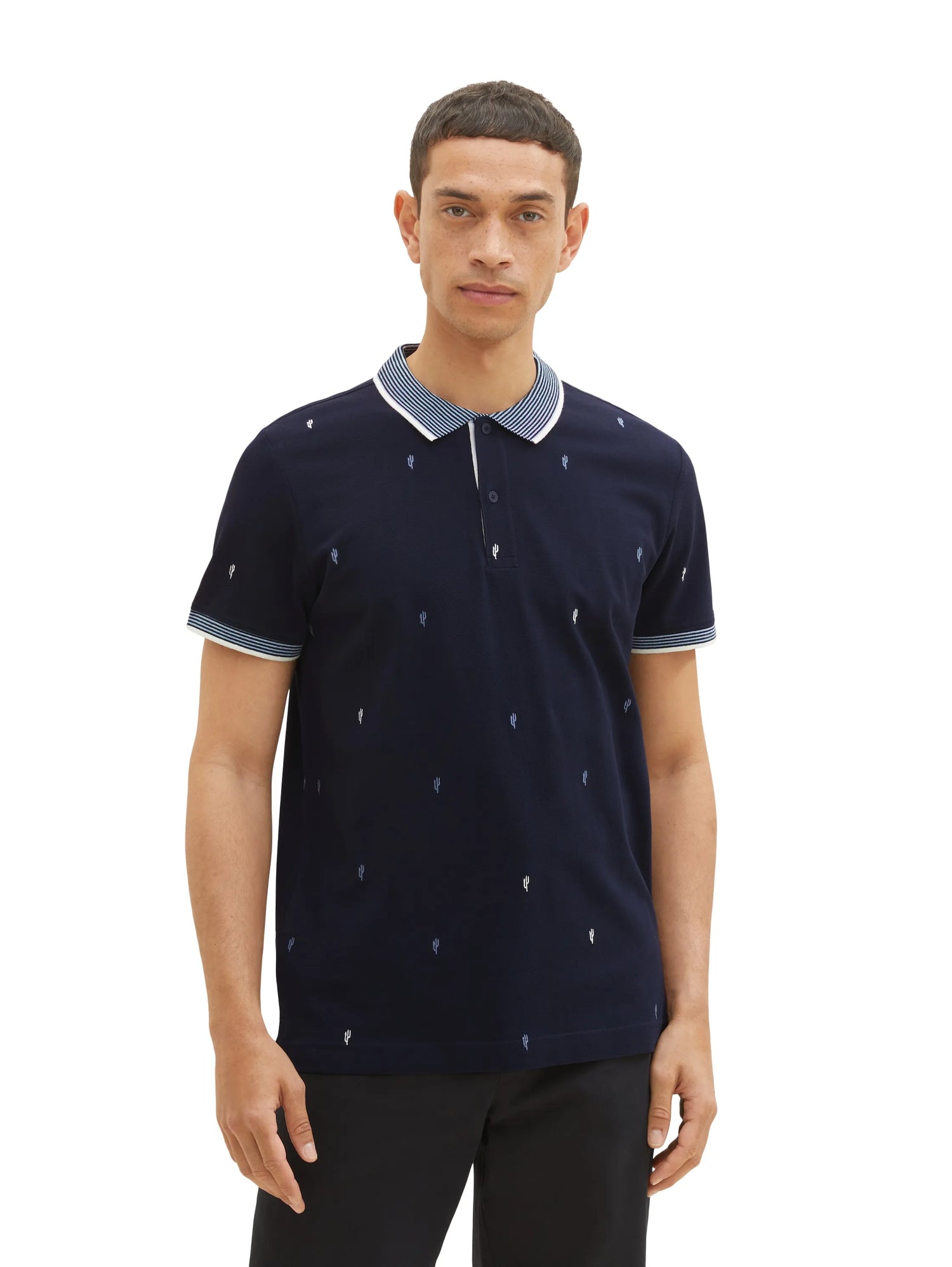 Tom Tailor Navy Scattered Design Men Regular Fit Short-Sleeved Polo Shirt SKU: 1036439_31845 Image 05
