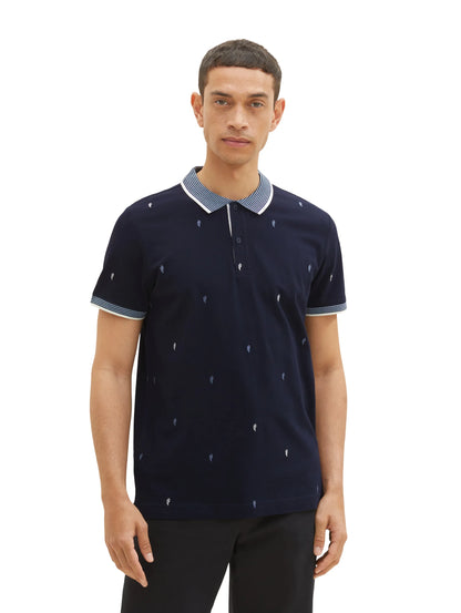 Tom Tailor Navy Scattered Design Men Regular Fit Short-Sleeved Polo Shirt SKU: 1036439_31845 Image 05