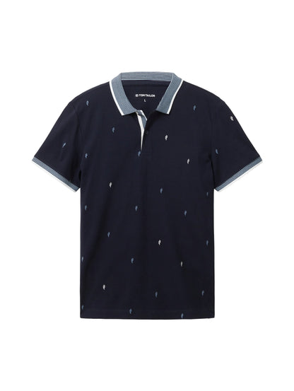 Tom Tailor Navy Scattered Design Men Regular Fit Short-Sleeved Polo Shirt SKU: 1036439_31845 Image 07