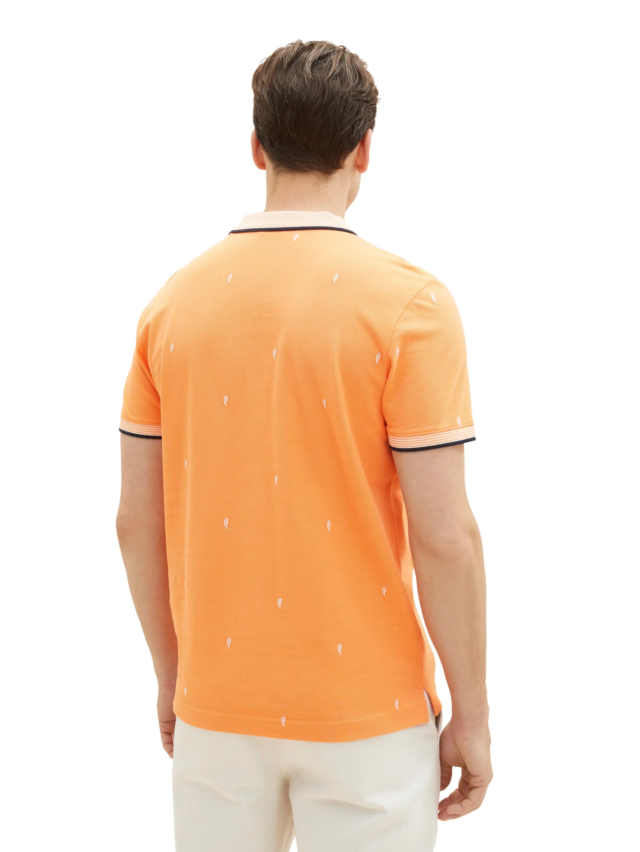 Tom Tailor Orange Tonal Scattered Design Men Regular Fit Short-Sleeved Polo Shirt SKU: 1036439_31967 Image 03