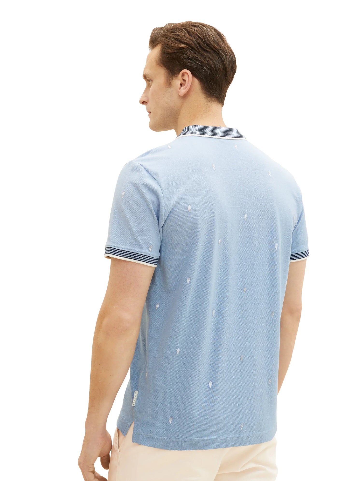 Tom Tailor Blue Tonal Scattered Design Men Regular Fit Short-Sleeved Polo Shirt SKU: 1036439_31968 Image 03