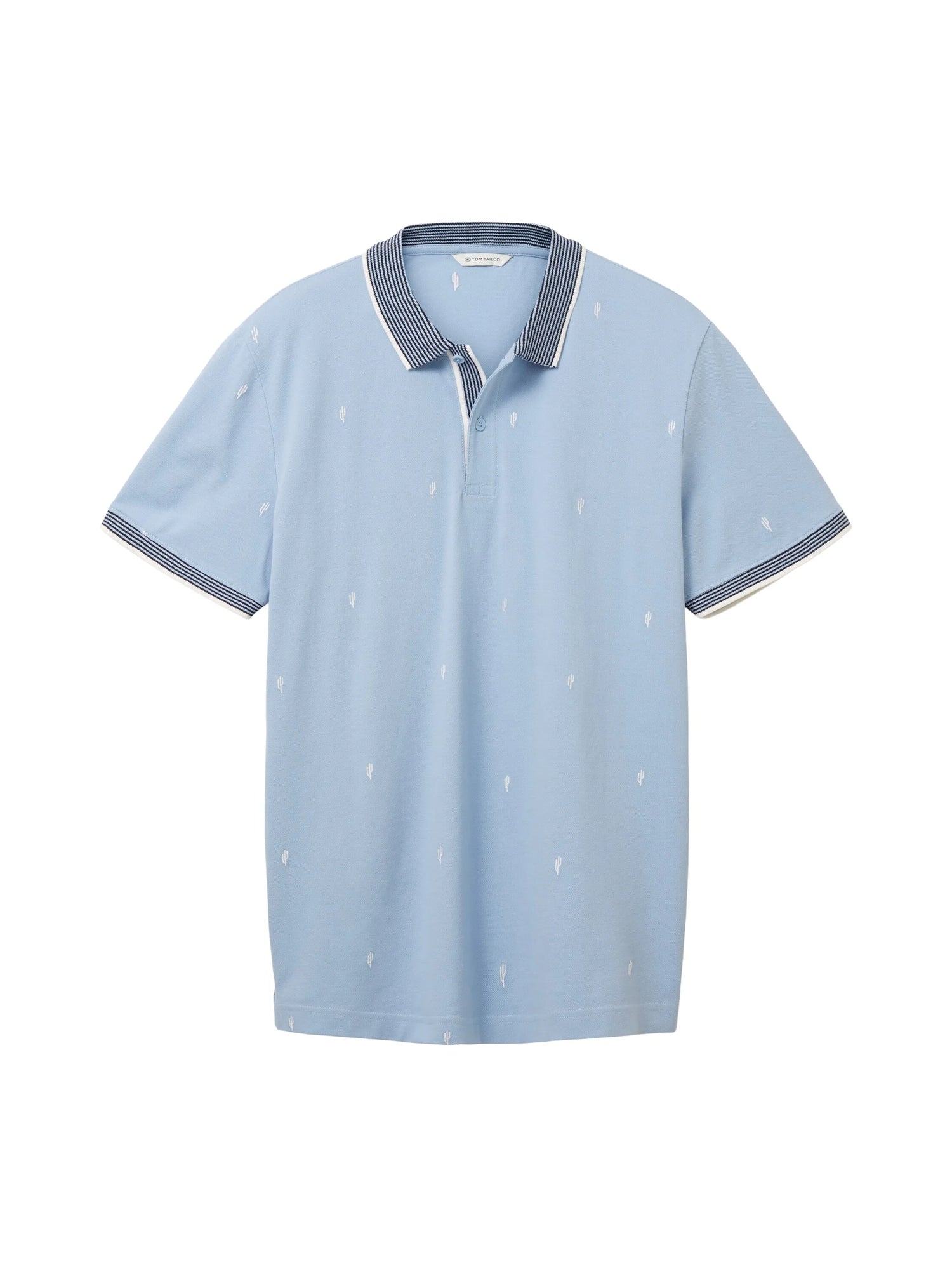 Tom Tailor Blue Tonal Scattered Design Men Regular Fit Short-Sleeved Polo Shirt SKU: 1036439_31968 Image 07