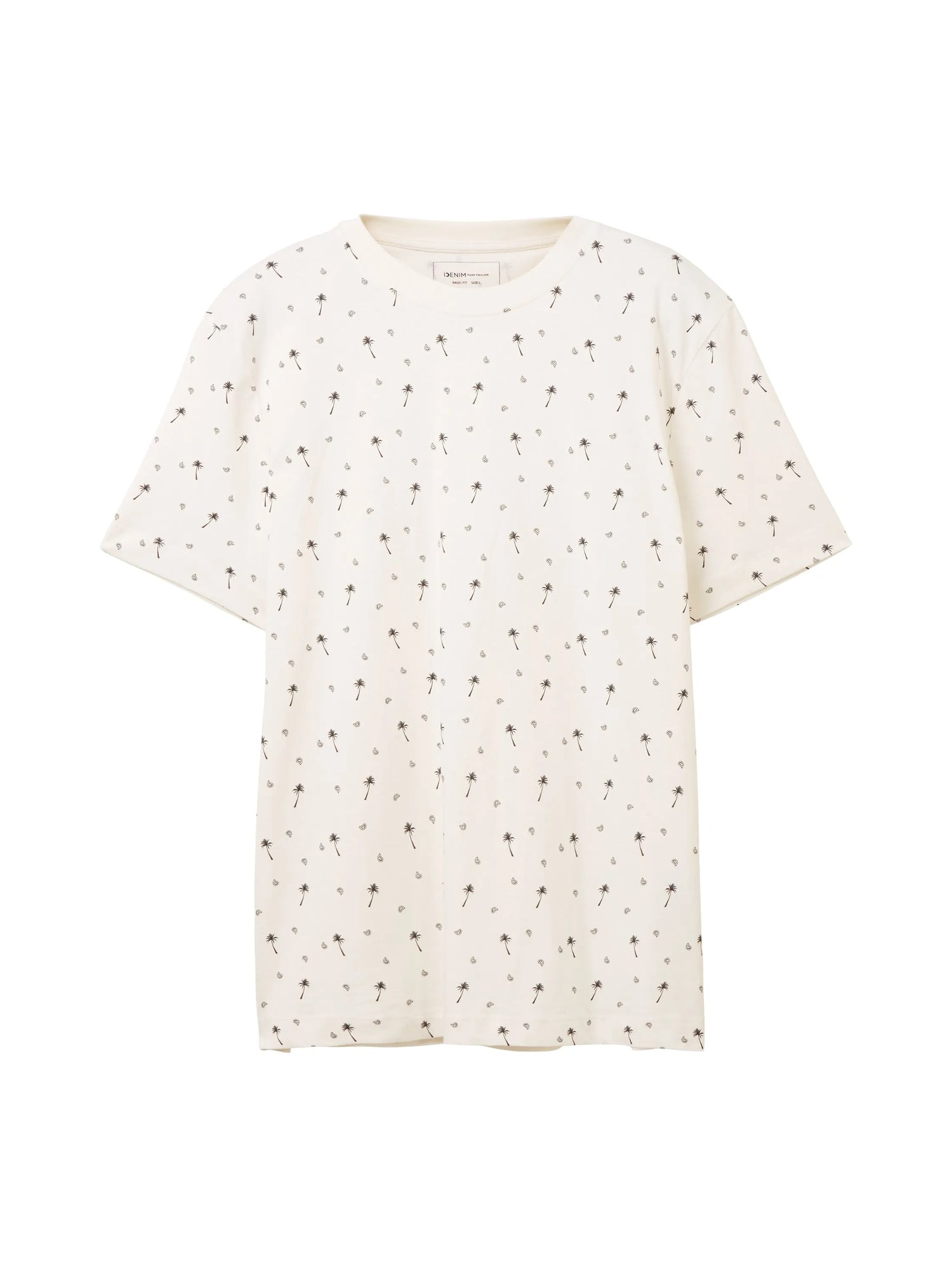 Denim Tom Tailor White Black Mini Palm Paisley Men Regular Fit Short-Sleeved T-Shirt SKU: 1036482_31910 Image 08