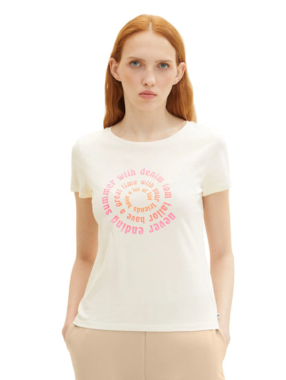 Denim Tom Tailor Gardenia White Women T-Shirt with a Print SKU: 1036532_10348 Image 04