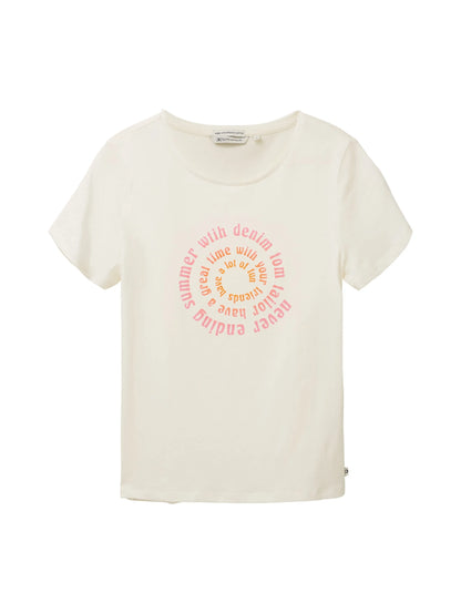 Denim Tom Tailor Gardenia White Women T-Shirt with a Print SKU: 1036532_10348 Image 07
