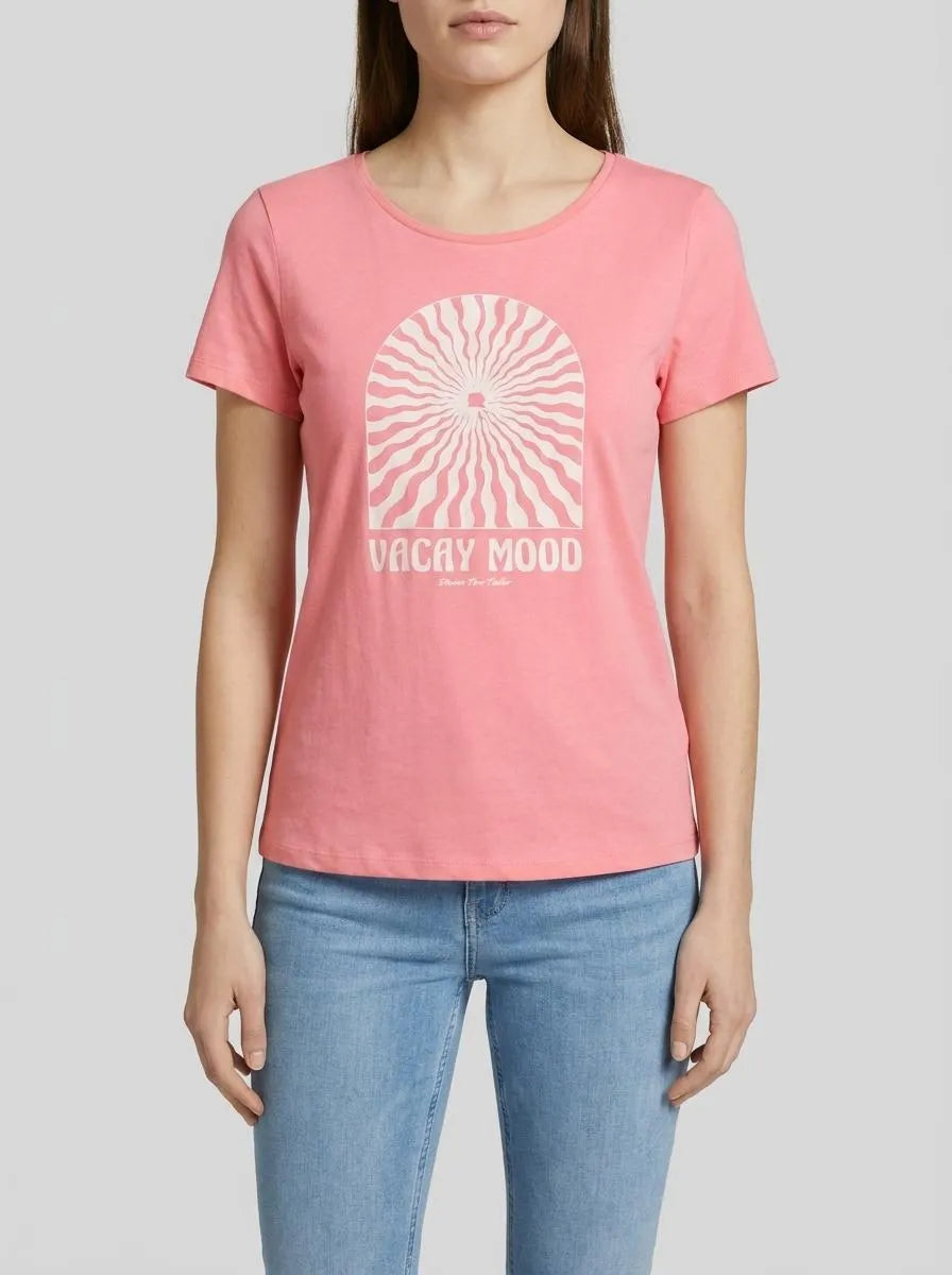 Denim Tom Tailor Fresh Pink Women T-Shirt with a Print SKU: 1036532_31685 Image 00