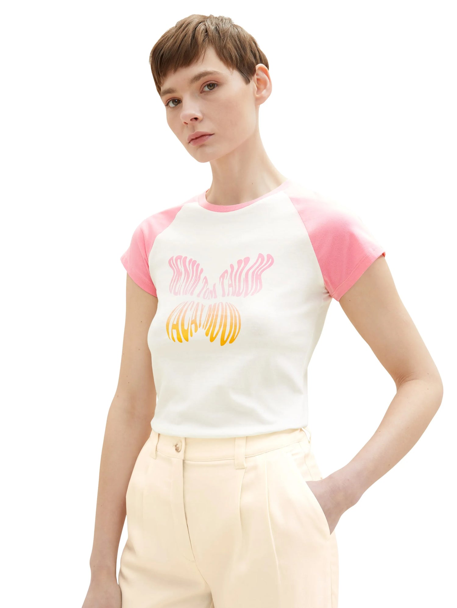 Denim Tom Tailor Gardenia White Women T-Shirt with a Print SKU: 1036533_10348 Image 01