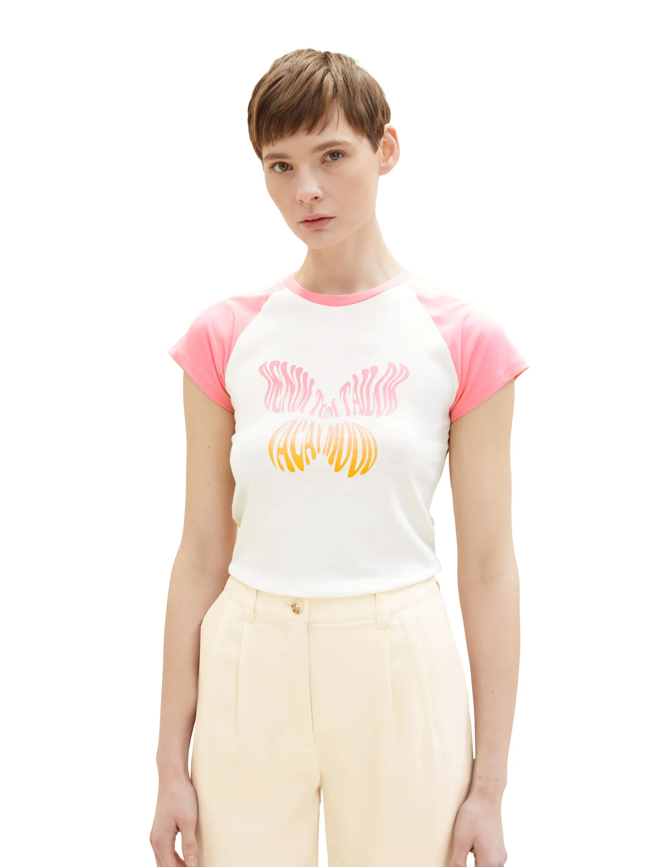 Denim Tom Tailor Gardenia White Women T-Shirt with a Print SKU: 1036533_10348 Image 05