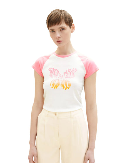 Denim Tom Tailor Gardenia White Women T-Shirt with a Print SKU: 1036533_10348 Image 05