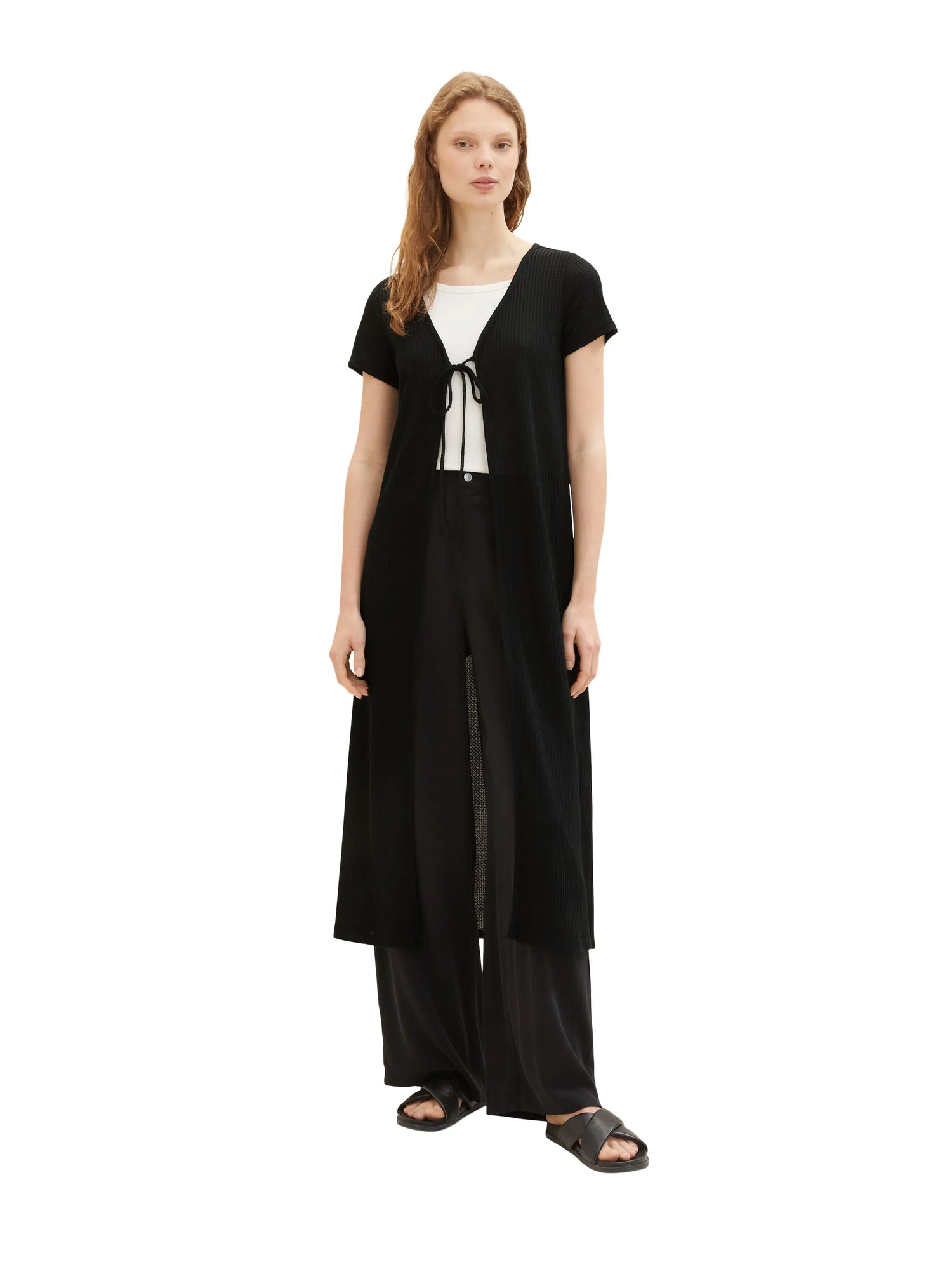 Denim Tom Tailor Deep Black Women Long Cardigan with a Waffle Texture SKU: 1036567_14482 Image 04
