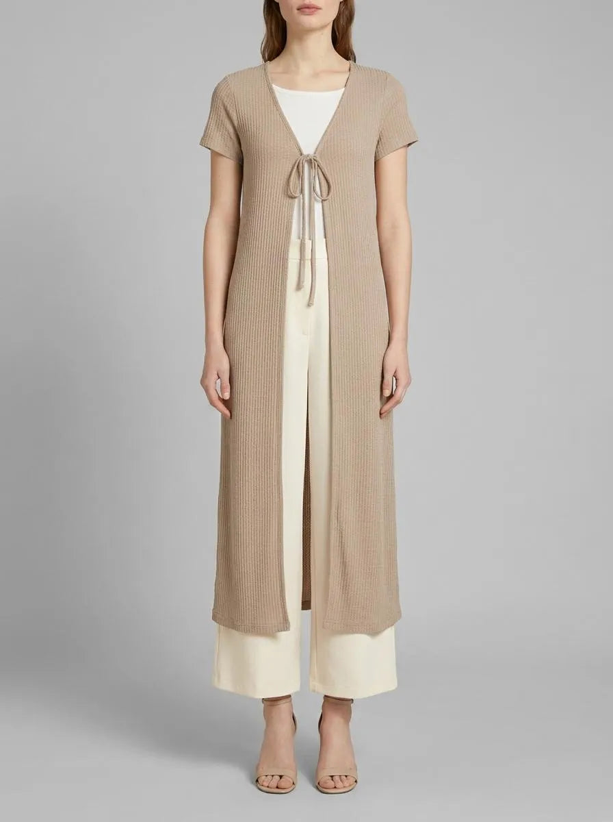 Denim Tom Tailor Dusty Sand Beige Women Long Cardigan with a Waffle Texture SKU: 1036567_31700 Image 00