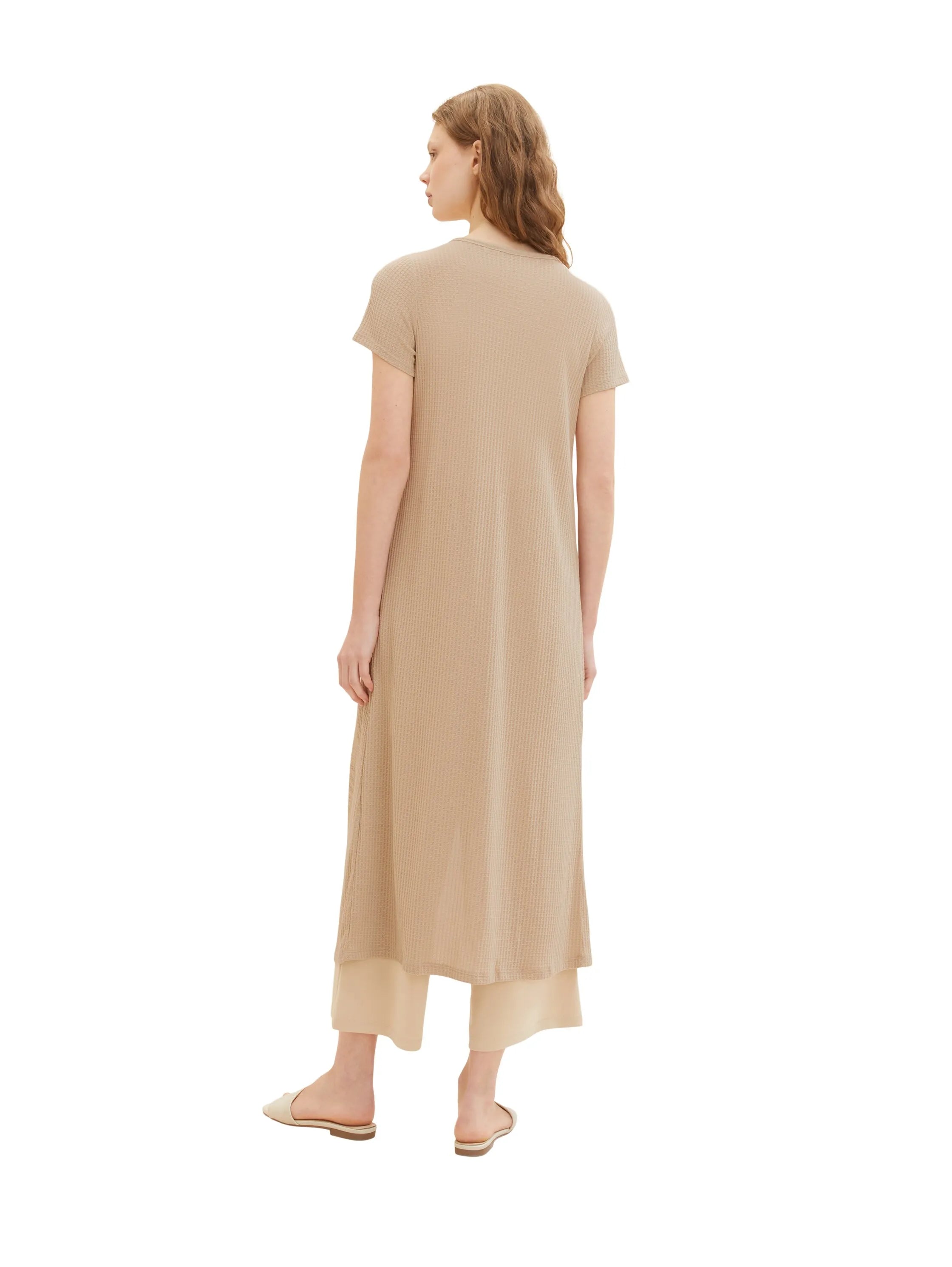 Denim Tom Tailor Dusty Sand Beige Women Long Cardigan with a Waffle Texture SKU: 1036567_31700 Image 03