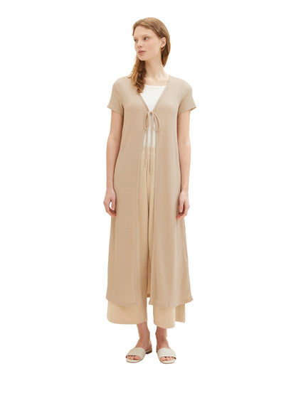 Denim Tom Tailor Dusty Sand Beige Women Long Cardigan with a Waffle Texture SKU: 1036567_31700 Image 04
