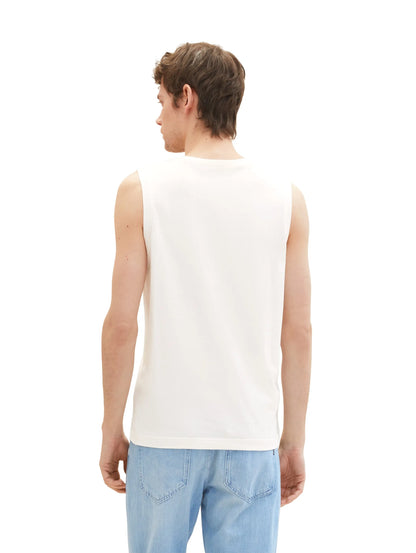 Tom Tailor Off White Men Tank Top with a Print SKU: 1036574_10332 Image 04