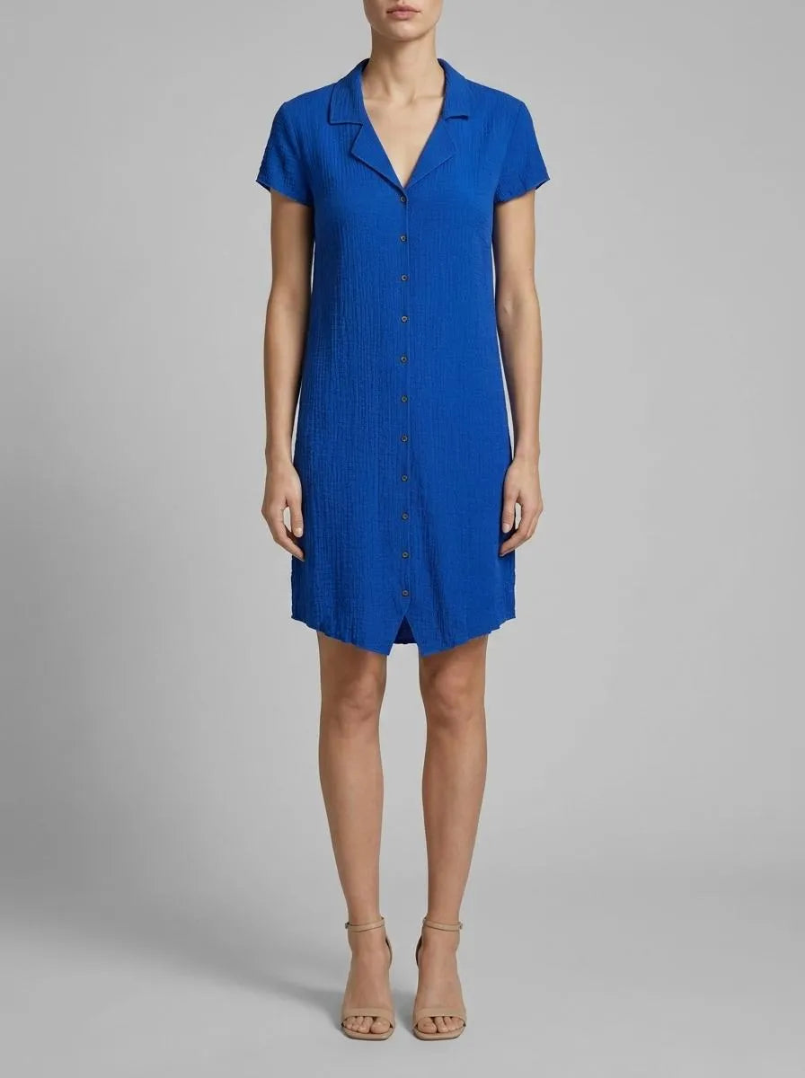 Denim Tom Tailor Shiny Royal Blue Women Dress with a Collar SKU: 1036612_14531 Image 00