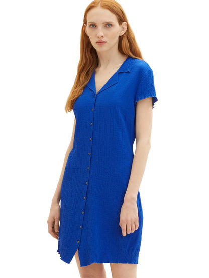 Denim Tom Tailor Shiny Royal Blue Women Dress with a Collar SKU: 1036612_14531 Image 01