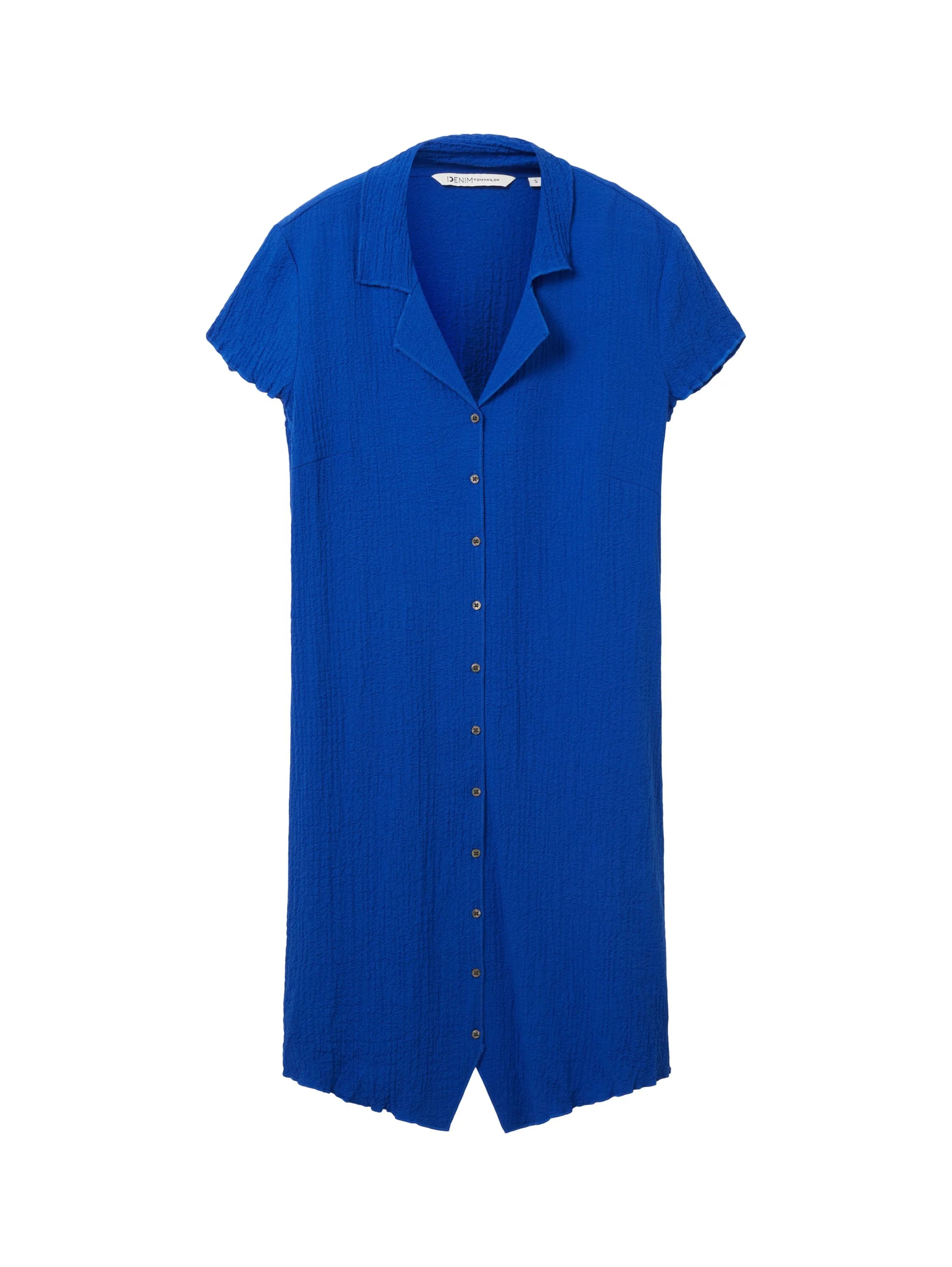 Denim Tom Tailor Shiny Royal Blue Women Dress with a Collar SKU: 1036612_14531 Image 07