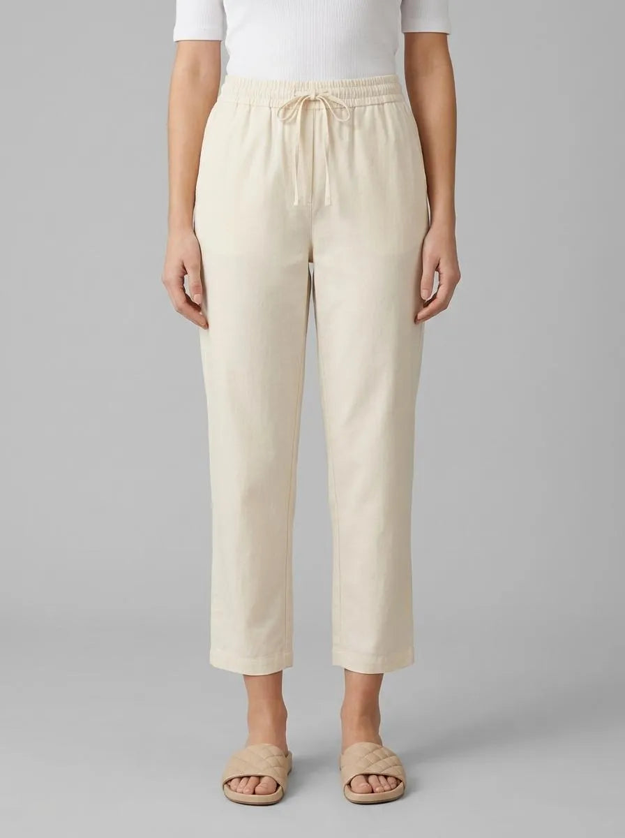 Tom Tailor Ivory Ecru Women Trousers with Linen SKU: 1036637_31649 Image 00