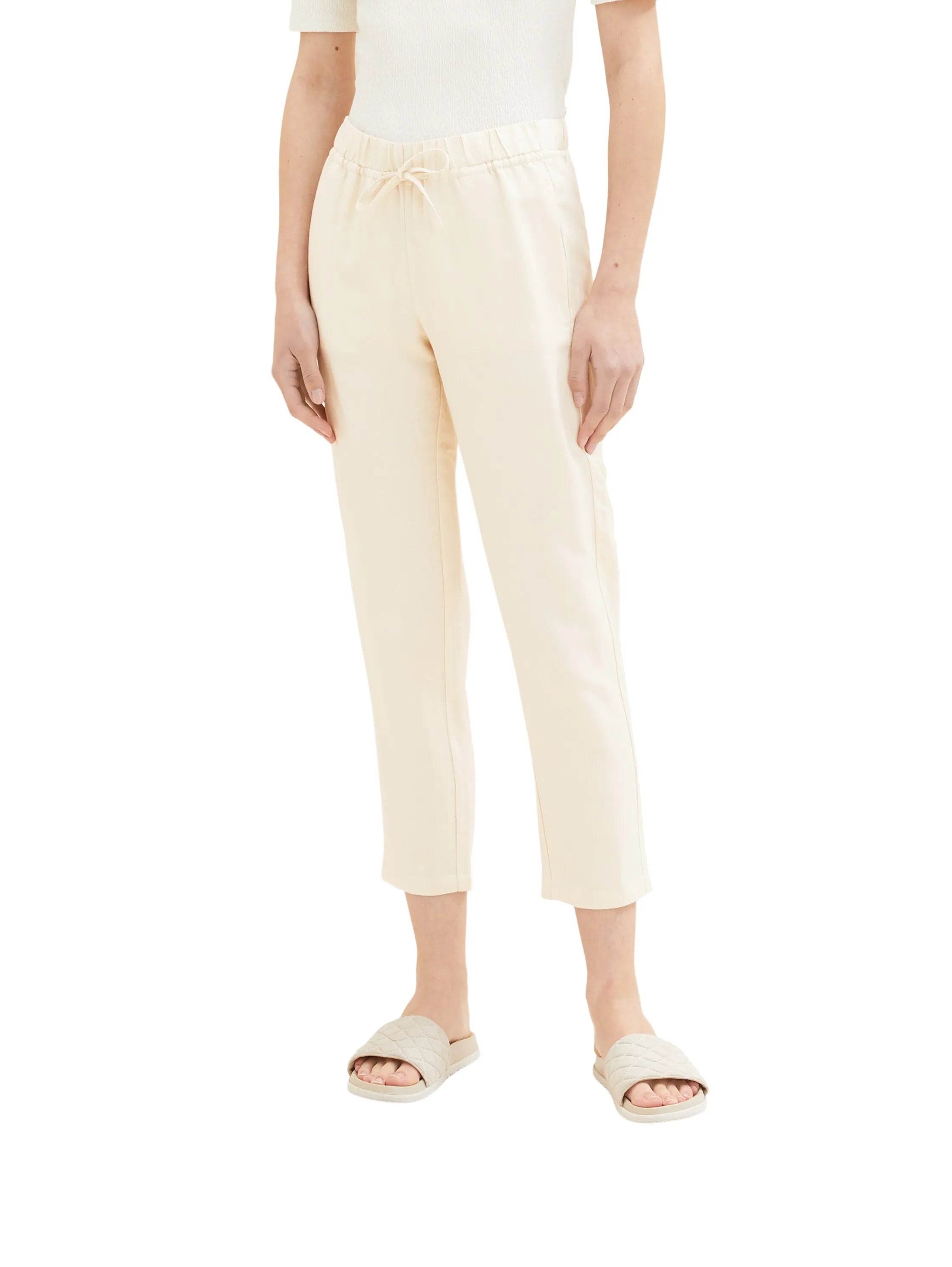 Tom Tailor Ivory Ecru Women Trousers with Linen SKU: 1036637_31649 Image 01