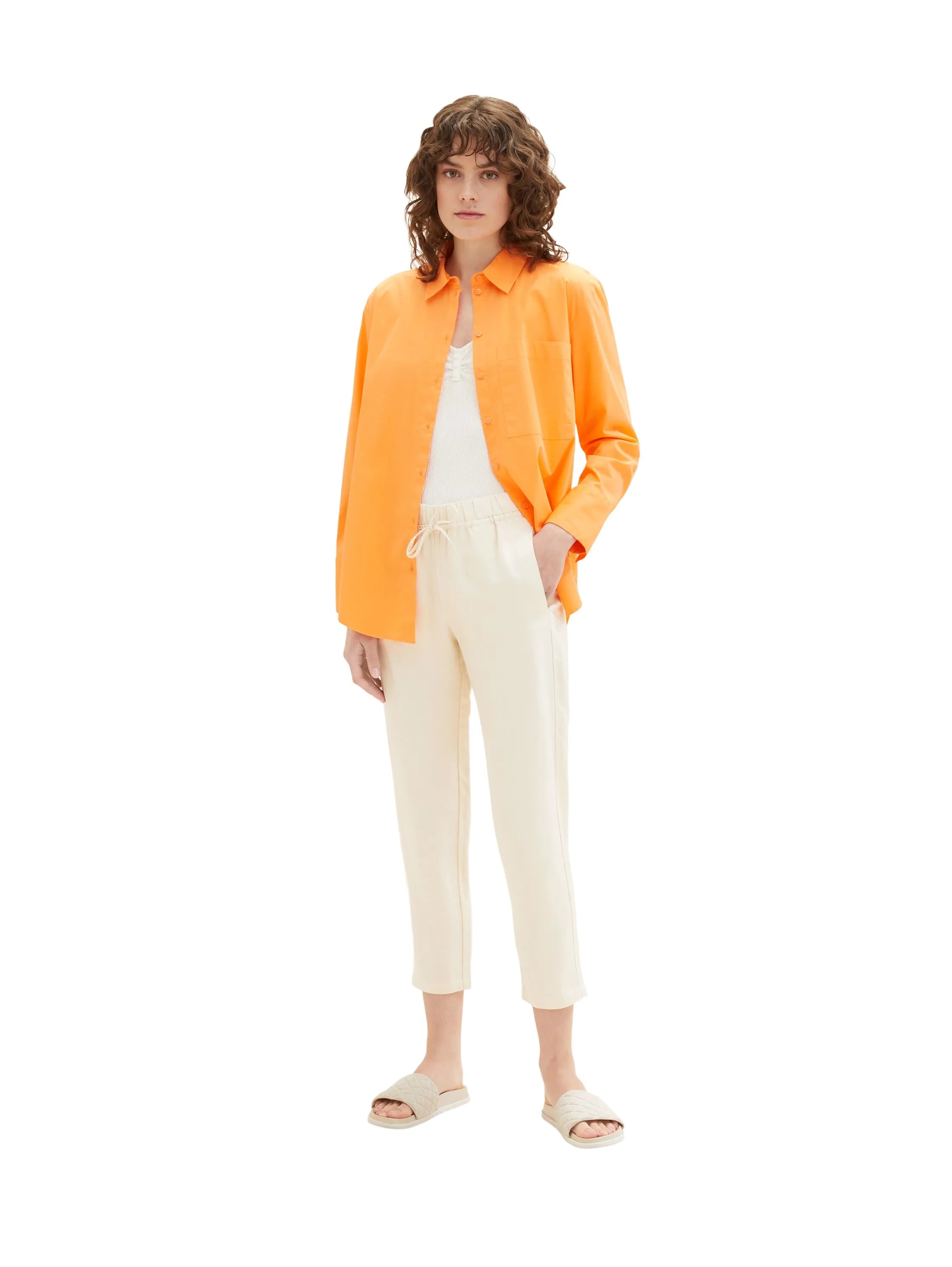 Tom Tailor Ivory Ecru Women Trousers with Linen SKU: 1036637_31649 Image 03