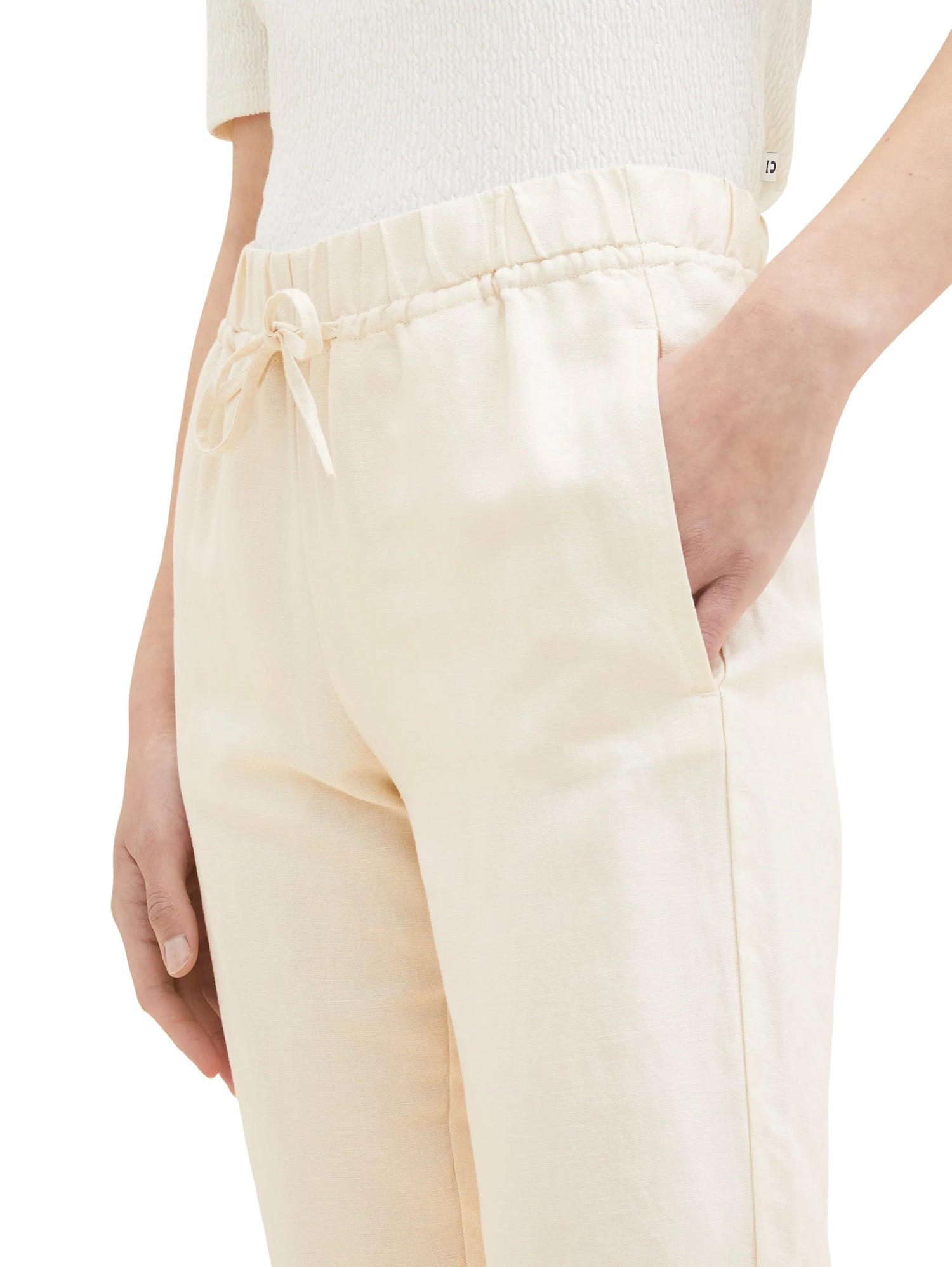 Tom Tailor Ivory Ecru Women Trousers with Linen SKU: 1036637_31649 Image 05