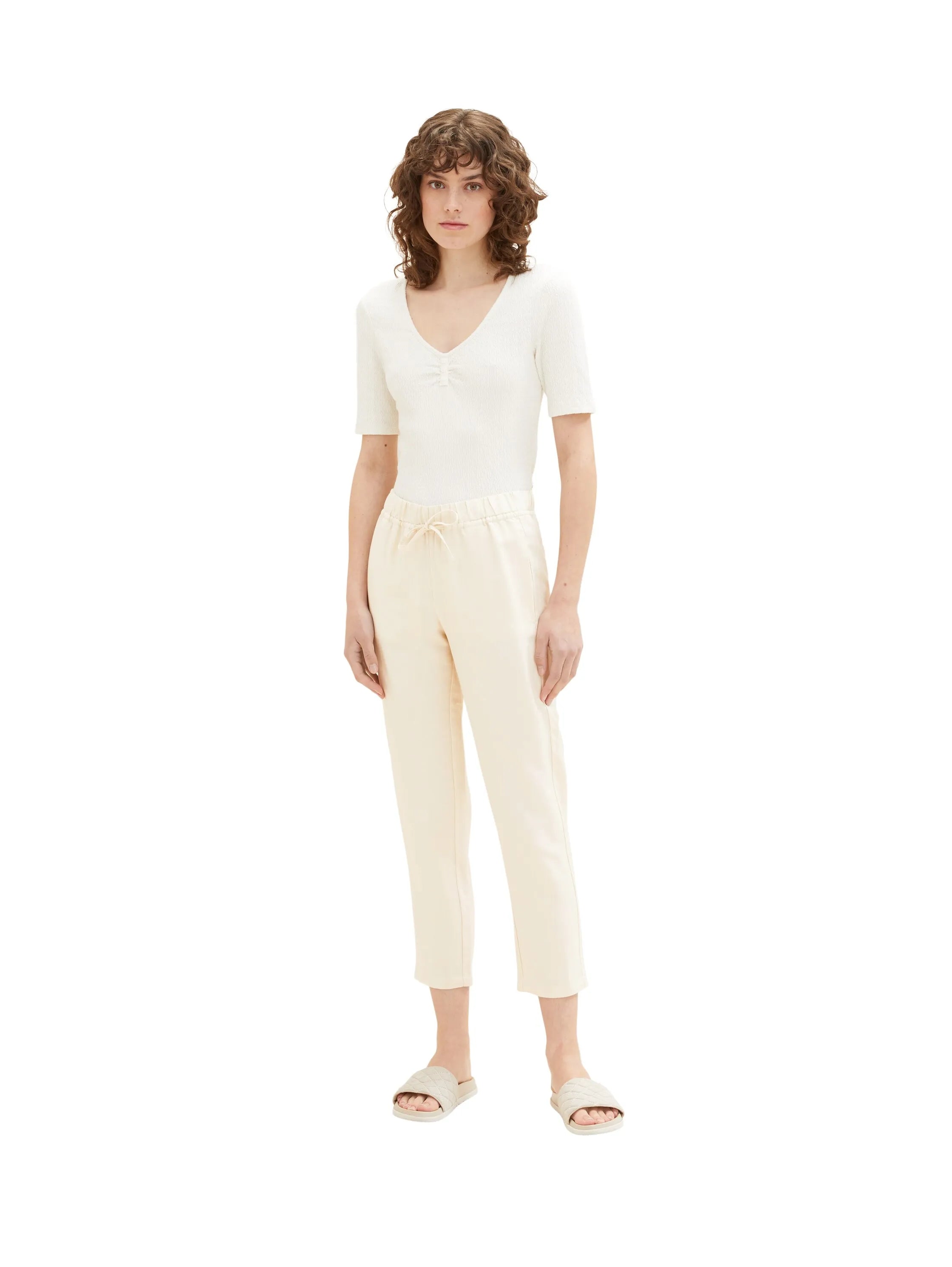 Tom Tailor Ivory Ecru Women Trousers with Linen SKU: 1036637_31649 Image 06