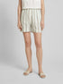 Tom Tailor Offwhite Brown Vertical Stripe Women Bermuda Shorts with Linen SKU: 1036640_31948 Image 00