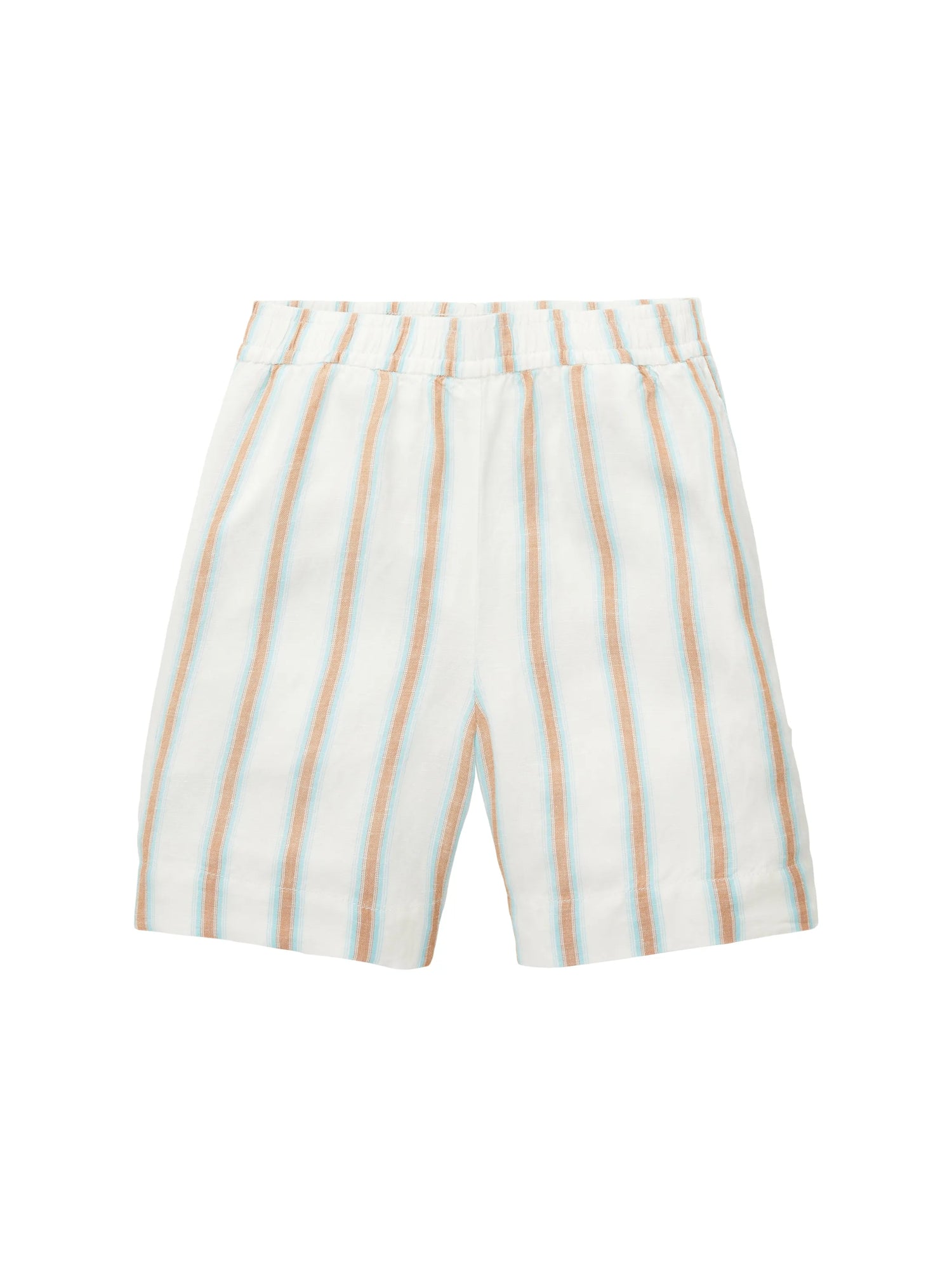 Tom Tailor Offwhite Brown Vertical Stripe Women Bermuda Shorts with Linen SKU: 1036640_31948 Image 08