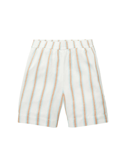 Tom Tailor Offwhite Brown Vertical Stripe Women Bermuda Shorts with Linen SKU: 1036640_31948 Image 08
