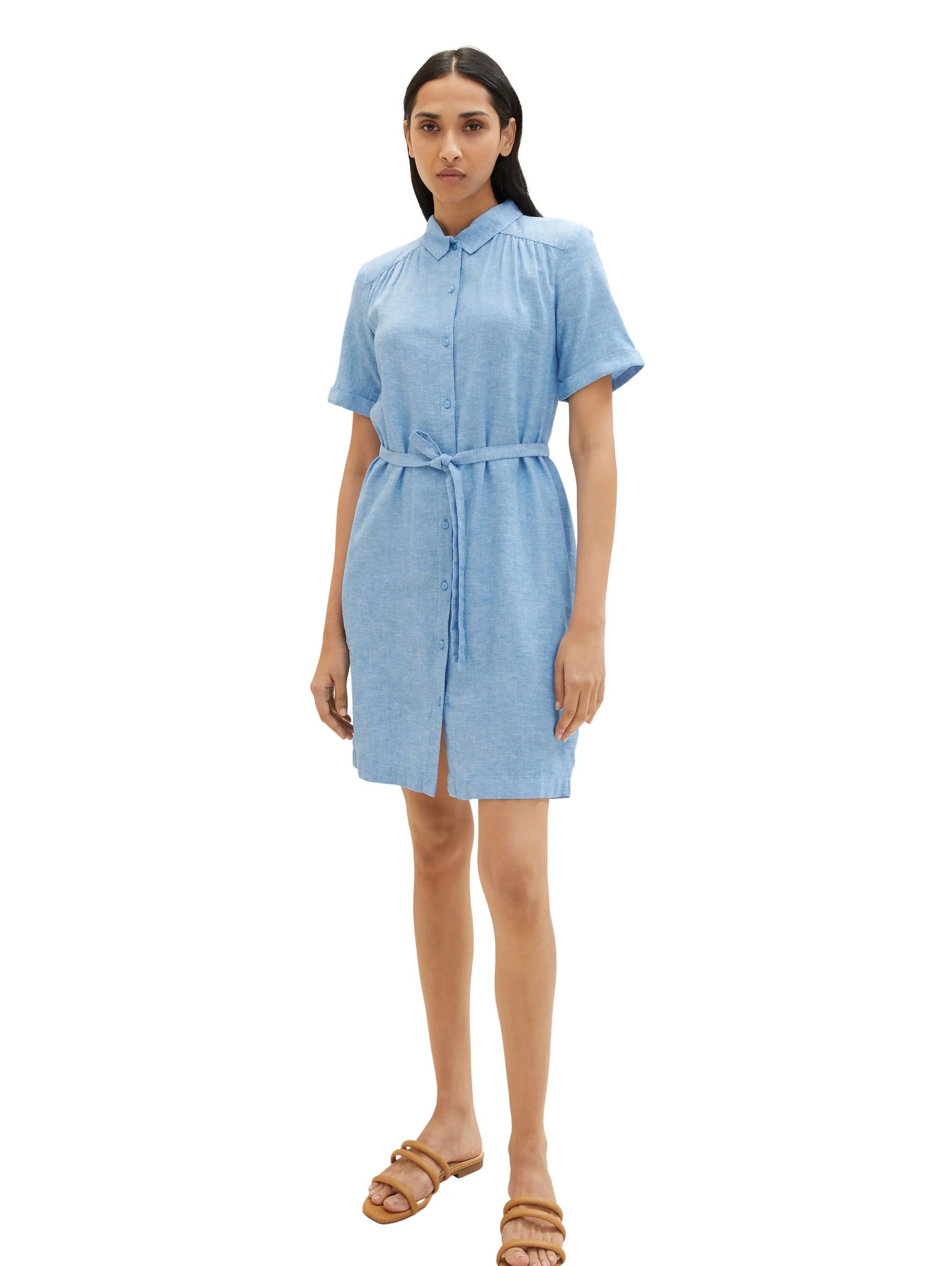 Tom Tailor Soft Cloud Blue Women Dress with Linen SKU: 1036654_21184 Image 01